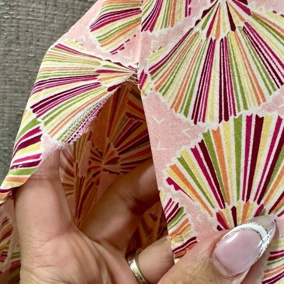 Anne Carson 100% silk pink fan printed mini skirt size 4 - Picture 6 of 8